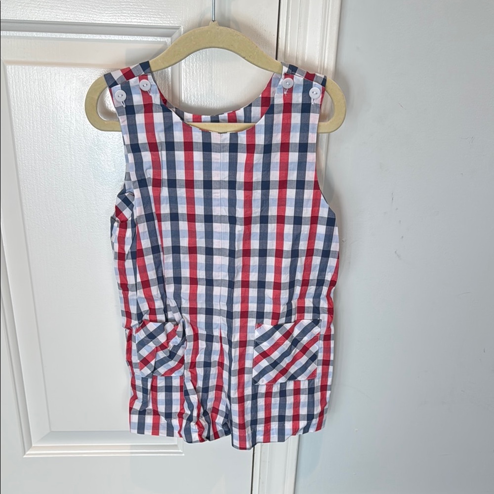 Bella Bliss Red and Blue Plaid Sleeveless Romper